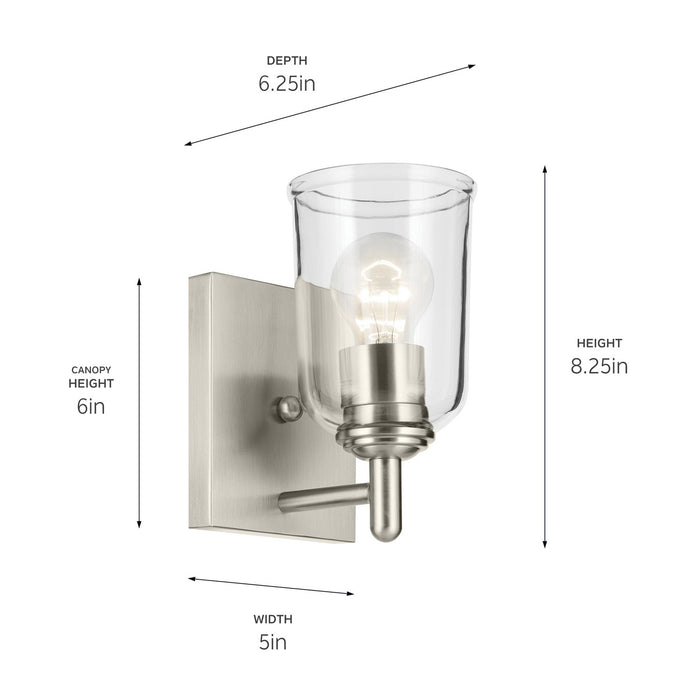Kichler 45572NICLR One Light Wall Sconce, Brushed Nickel