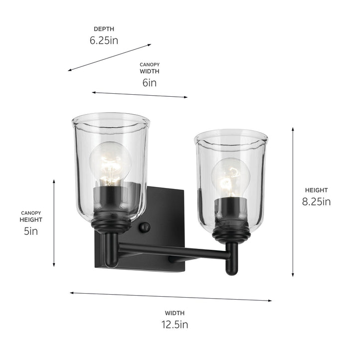 Kichler 45573BKCLR Two Light Bath, Black