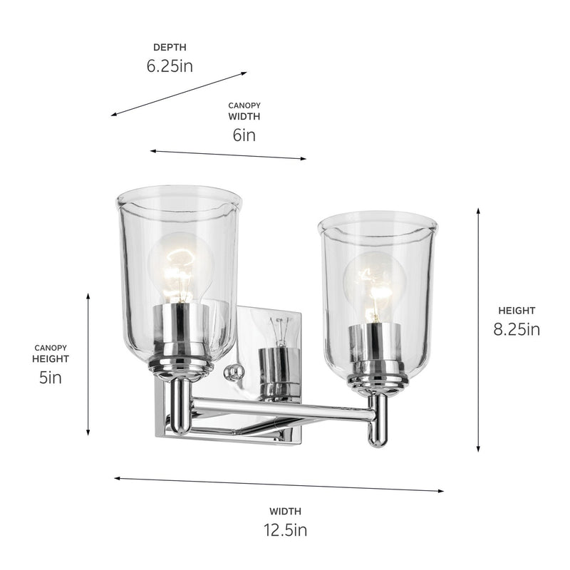 Kichler 45573CHCLR Two Light Bath, Chrome