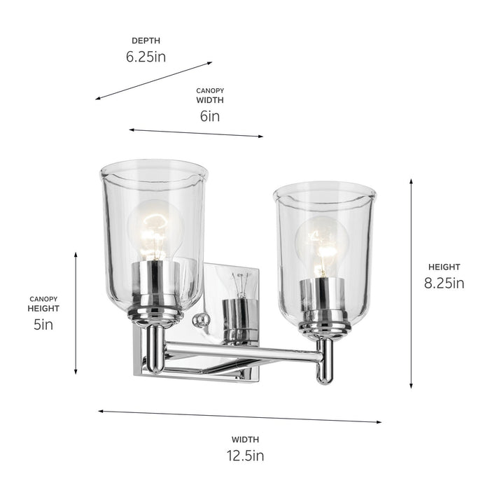 Kichler 45573CHCLR Two Light Bath, Chrome