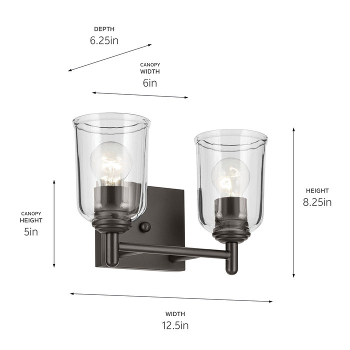 Kichler 45573OZCLR Two Light Bath, Olde Bronze