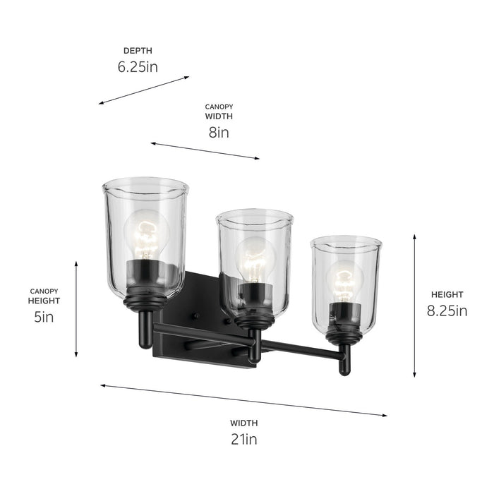 Kichler 45574BKCLR Three Light Bath, Black
