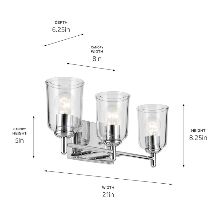 Kichler 45574CHCLR Three Light Bath, Chrome