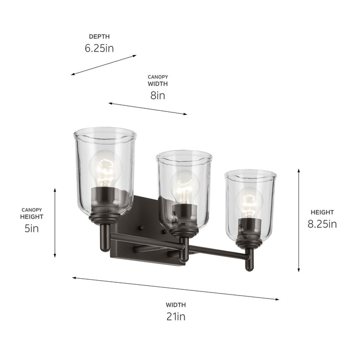 Kichler 45574OZCLR Three Light Bath, Olde Bronze