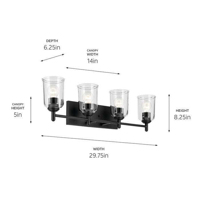 Kichler 45575BKCLR Four Light Bath, Black