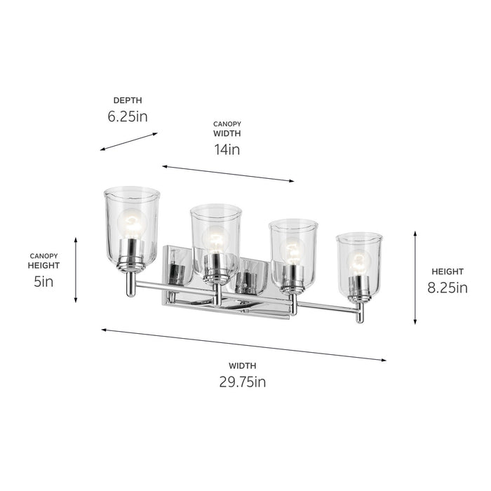 Kichler 45575CHCLR Four Light Bath, Chrome