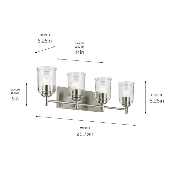 Kichler 45575NICLR Four Light Bath, Brushed Nickel