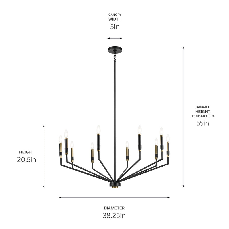 Kichler 52348BK Ten Light Chandelier, Black