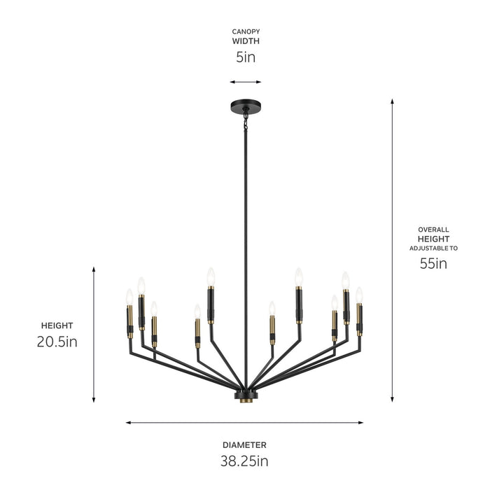 Kichler 52348BK Ten Light Chandelier, Black