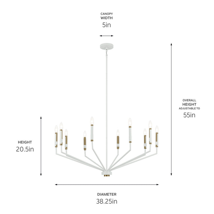 Kichler 52348WH Ten Light Chandelier, White