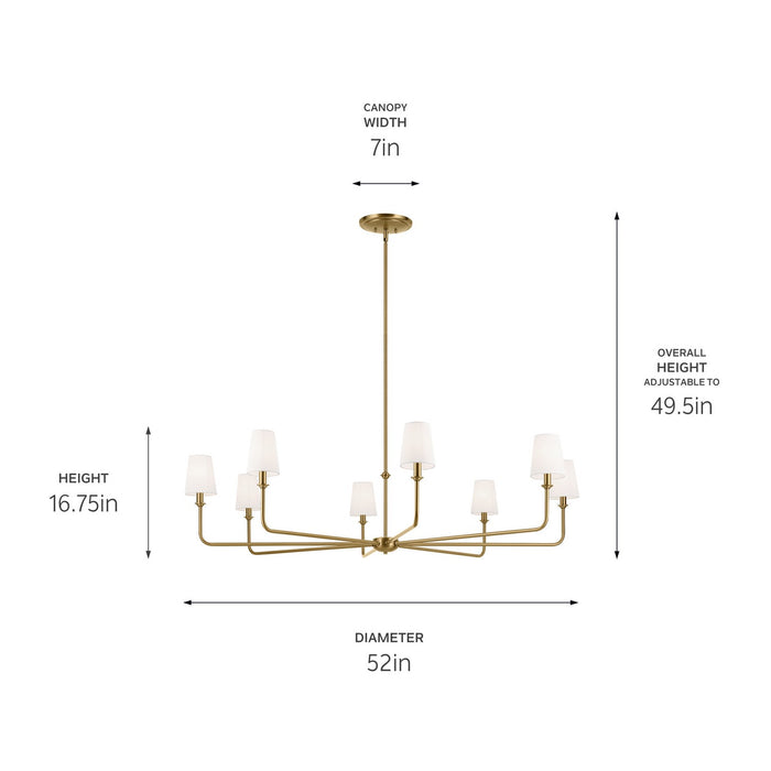 Kichler 52521BNB Eight Light Chandelier, Brushed Natural Brass
