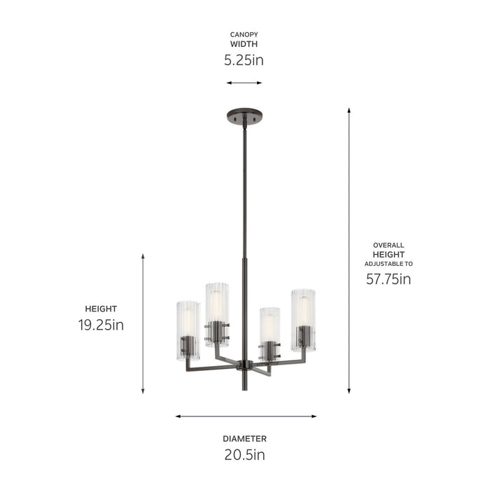 Kichler 52678BK Four Light Chandelier, Black