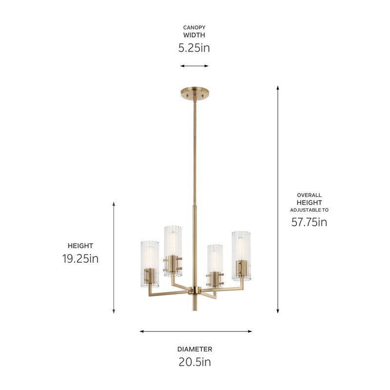 Kichler 52678CPZ Four Light Chandelier, Champagne Bronze