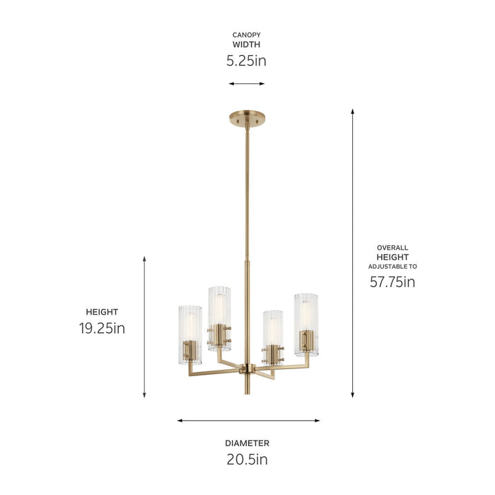 Kichler 52678CPZ Four Light Chandelier, Champagne Bronze