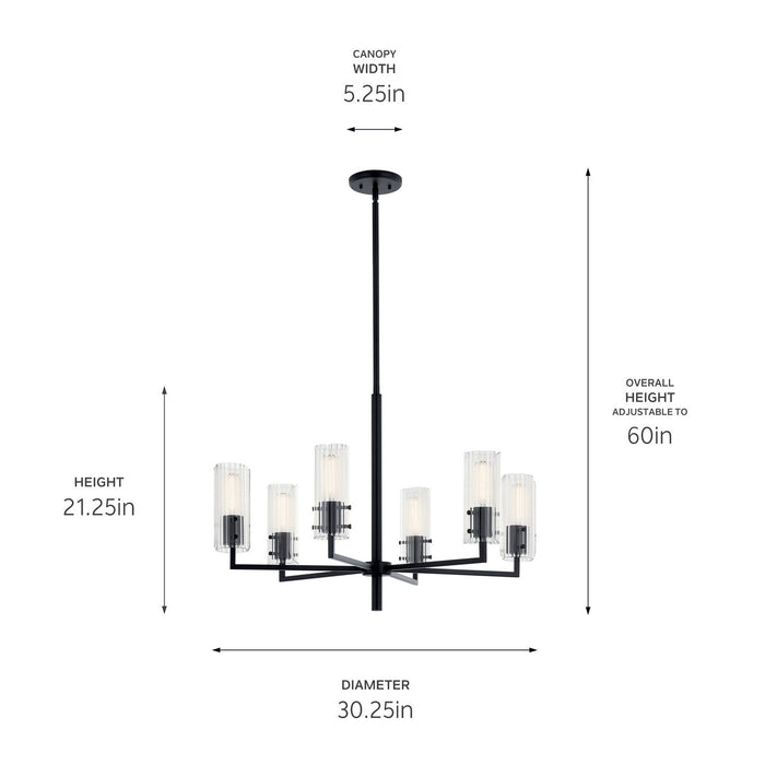 Kichler 52679BK Six Light Chandelier, Black