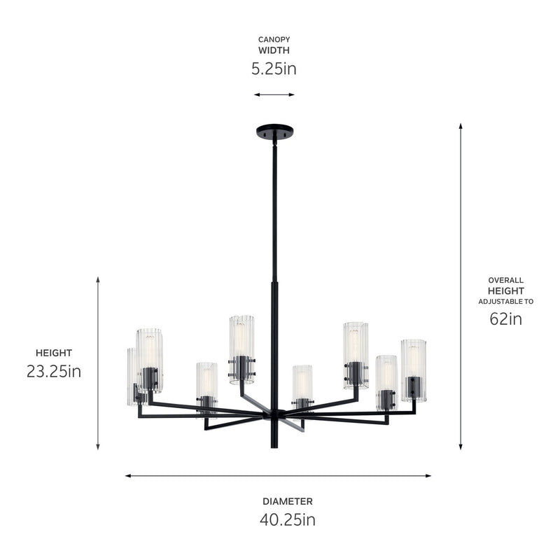 Kichler 52680BK Eight Light Chandelier, Black