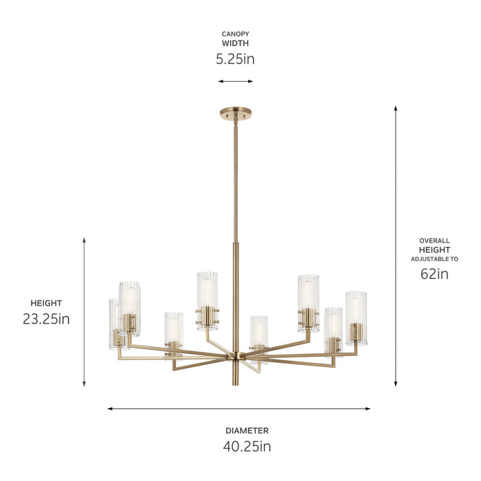 Kichler 52680CPZ Eight Light Chandelier, Champagne Bronze