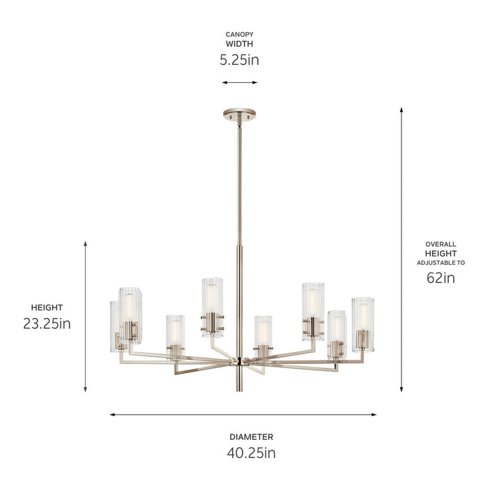 Kichler 52680PN Eight Light Chandelier, Polished Nickel
