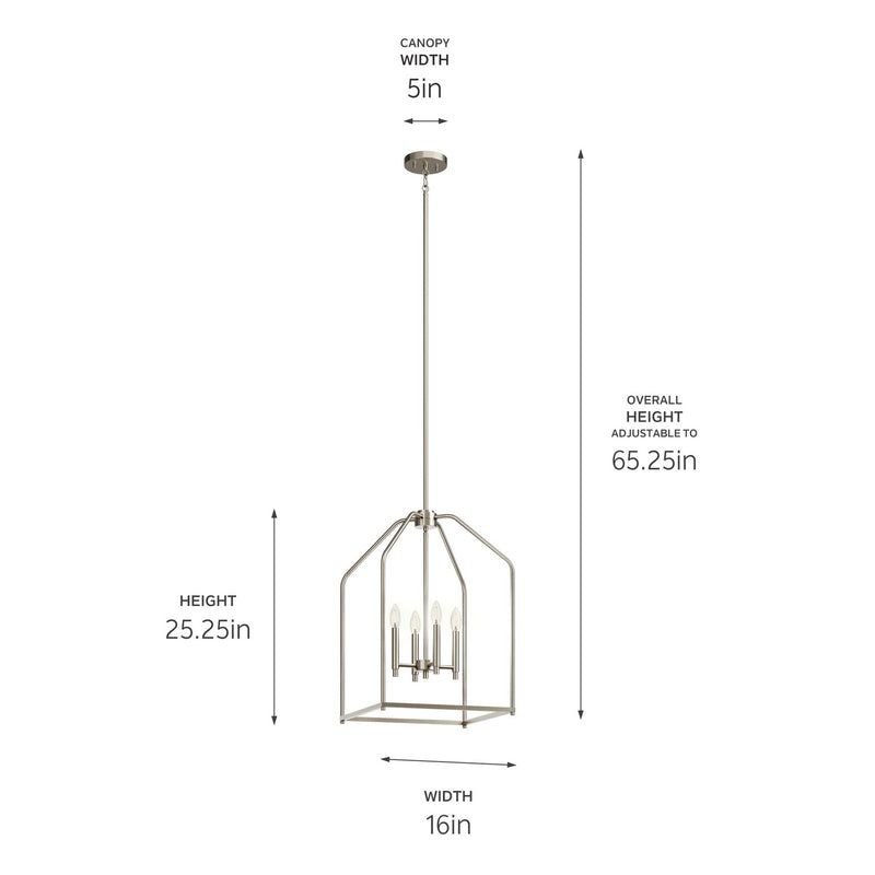 Kichler 52722NI Four Light Foyer Pendant, Brushed Nickel