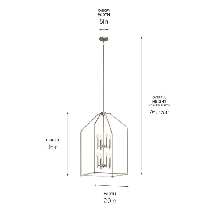 Kichler 52723NI Eight Light Foyer Pendant, Brushed Nickel