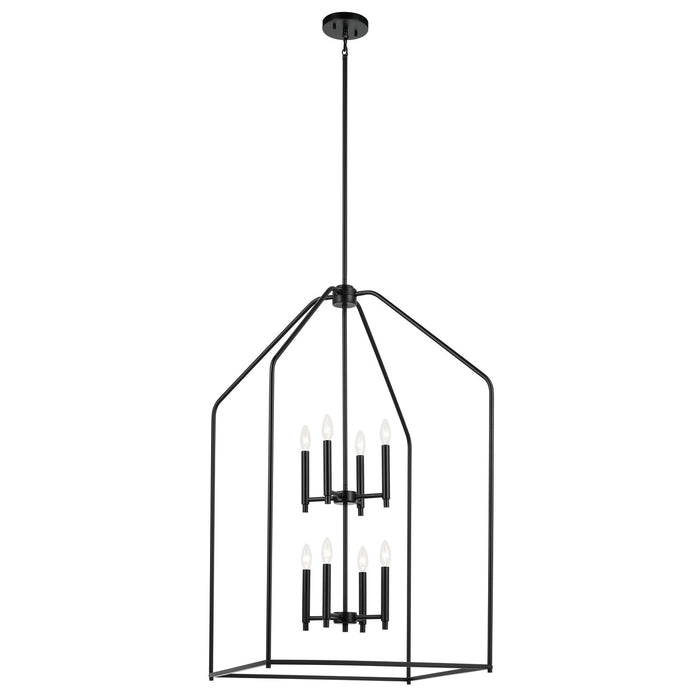 Kichler 52724BK Eight Light Foyer Pendant, Black