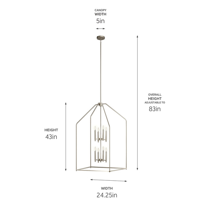 Kichler 52724NI Eight Light Foyer Pendant, Brushed Nickel