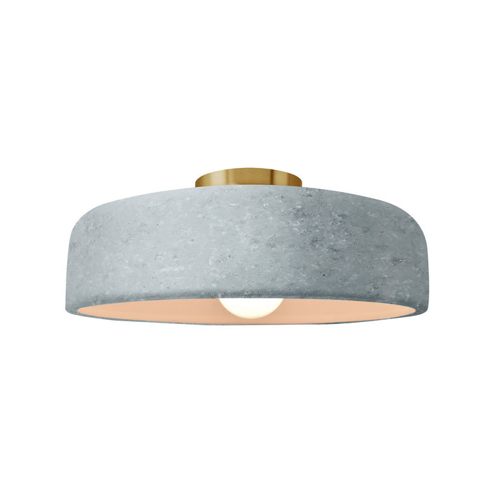 Justice Designs CER-6343-CONC-BRSS One Light Semi-Flush Mount, Concrete