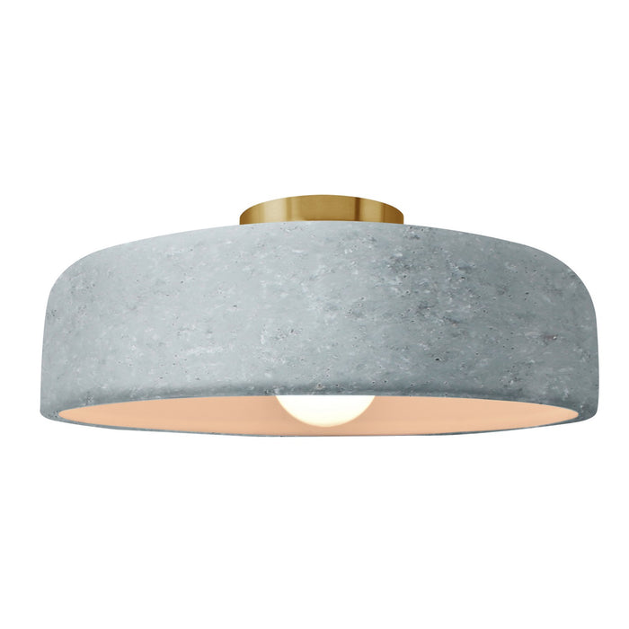 Justice Designs CER-6345-CONC-BRSS One Light Semi-Flush Mount, Concrete