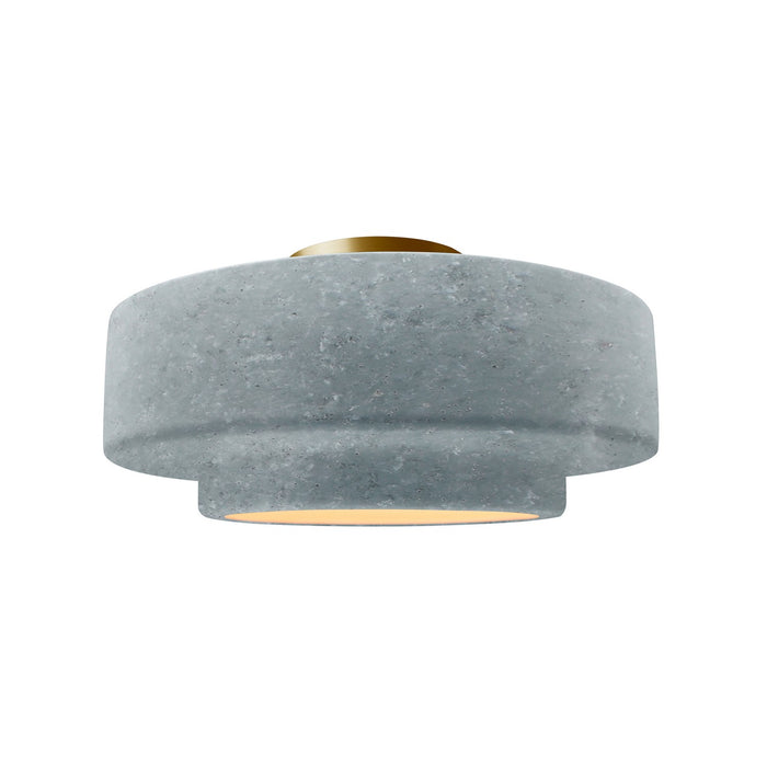 Justice Designs CER-6363-CONC-BRSS One Light Semi-Flush Mount, Concrete