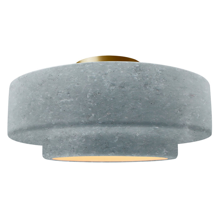Justice Designs CER-6365-CONC-BRSS One Light Semi-Flush Mount, Concrete