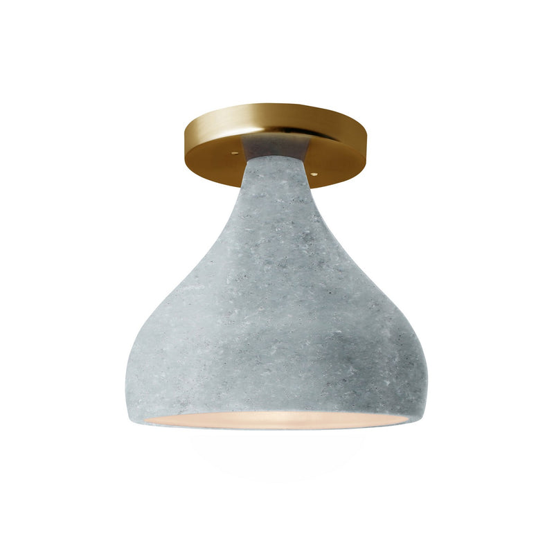 Justice Designs CER-6380-CONC-BRSS One Light Semi-Flush Mount, Concrete