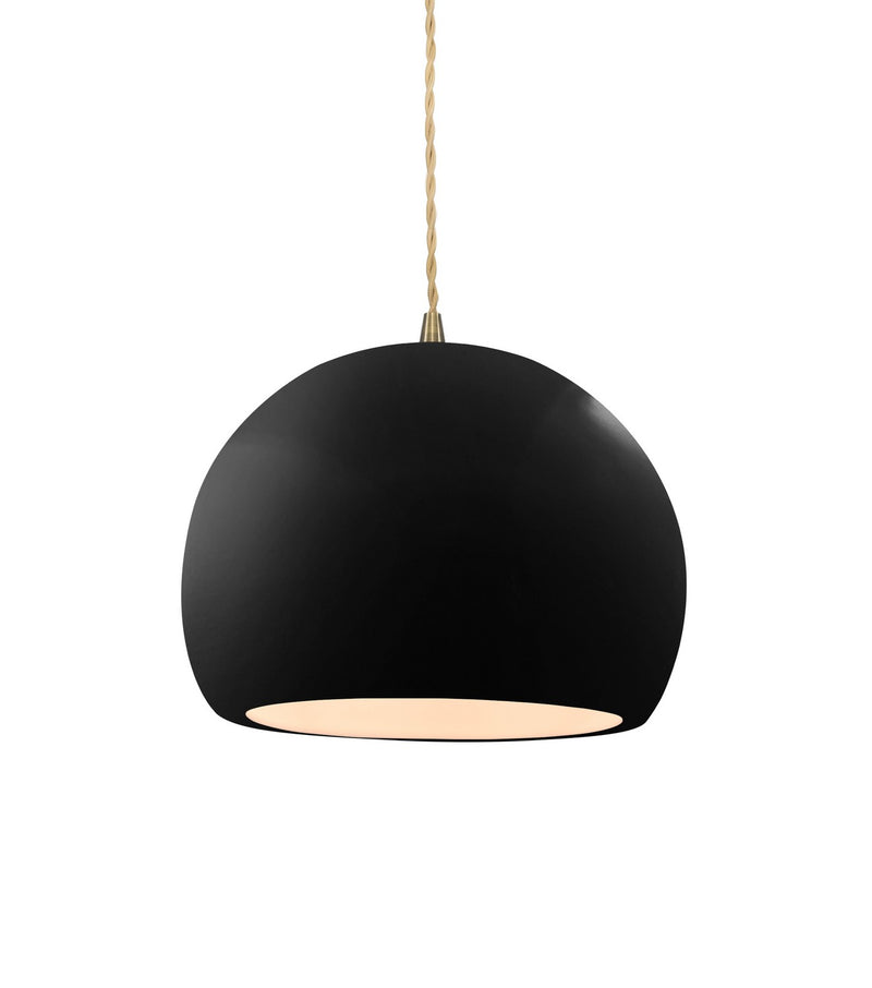 Justice Designs CER-6530-BKMT-ABRS-BEIG-TWST One Light Pendant, Gloss Black w/ Matte White