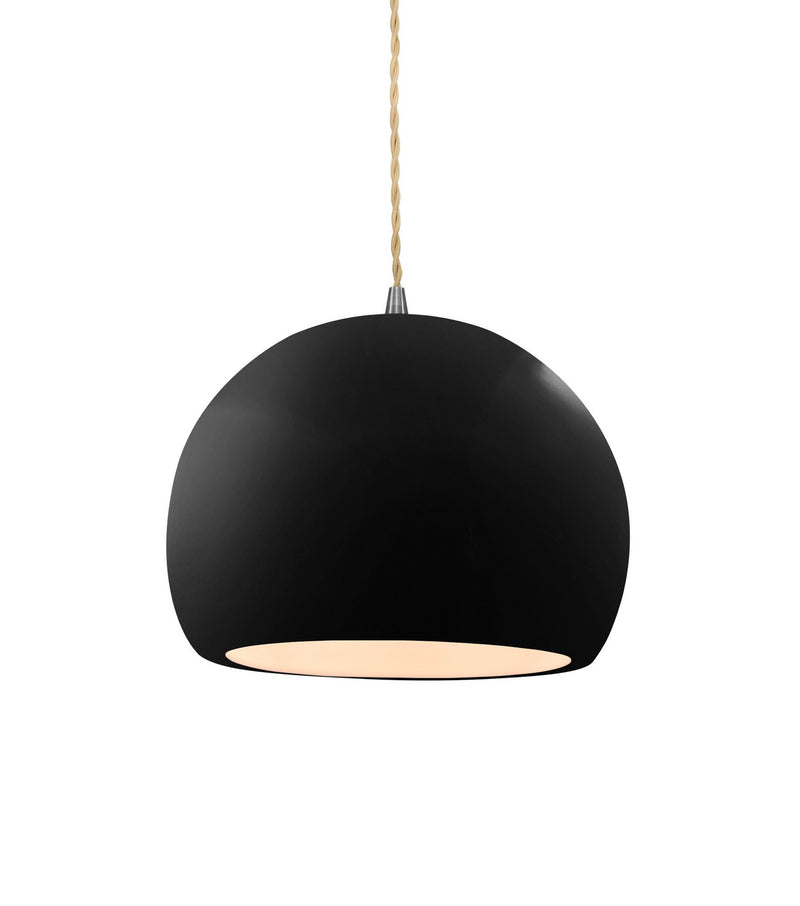 Justice Designs CER-6530-BKMT-NCKL-BEIG-TWST One Light Pendant, Gloss Black w/ Matte White