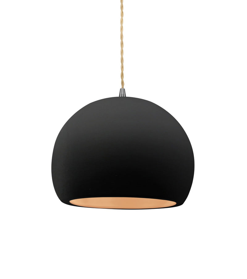 Justice Designs CER-6530-CBGD-NCKL-BEIG-TWST One Light Pendant, Carbon Matte Black w/ Champagne Gold