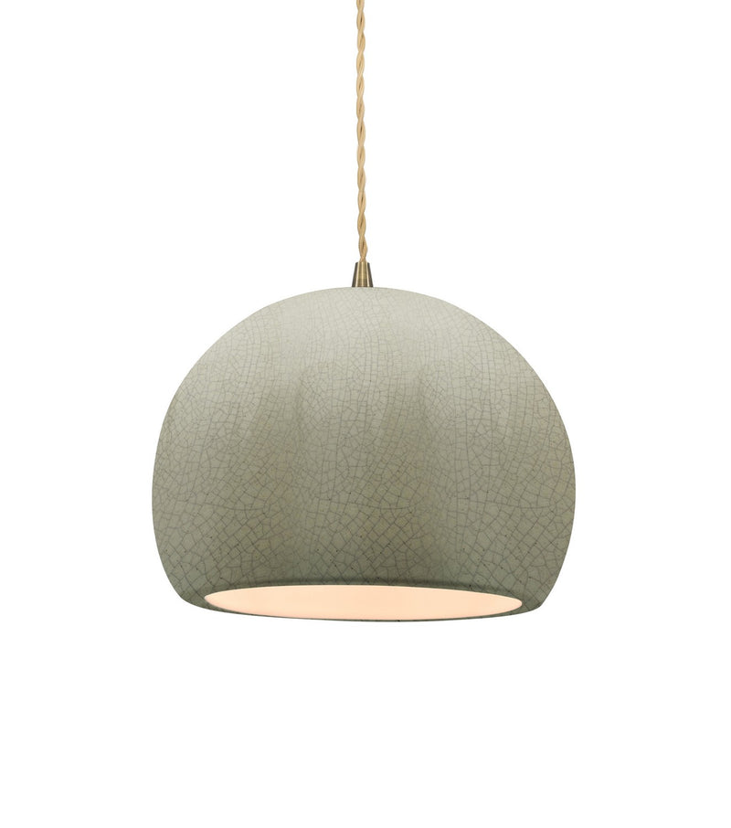 Justice Designs CER-6530-CKC-ABRS-BEIG-TWST One Light Pendant, Celadon Green Crackle