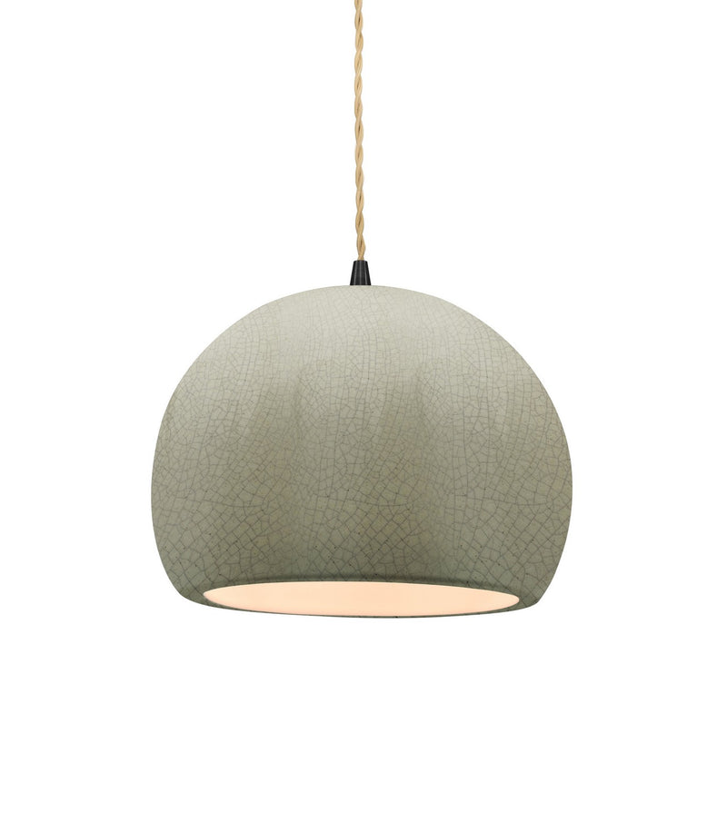 Justice Designs CER-6530-CKC-MBLK-BEIG-TWST One Light Pendant, Celadon Green Crackle