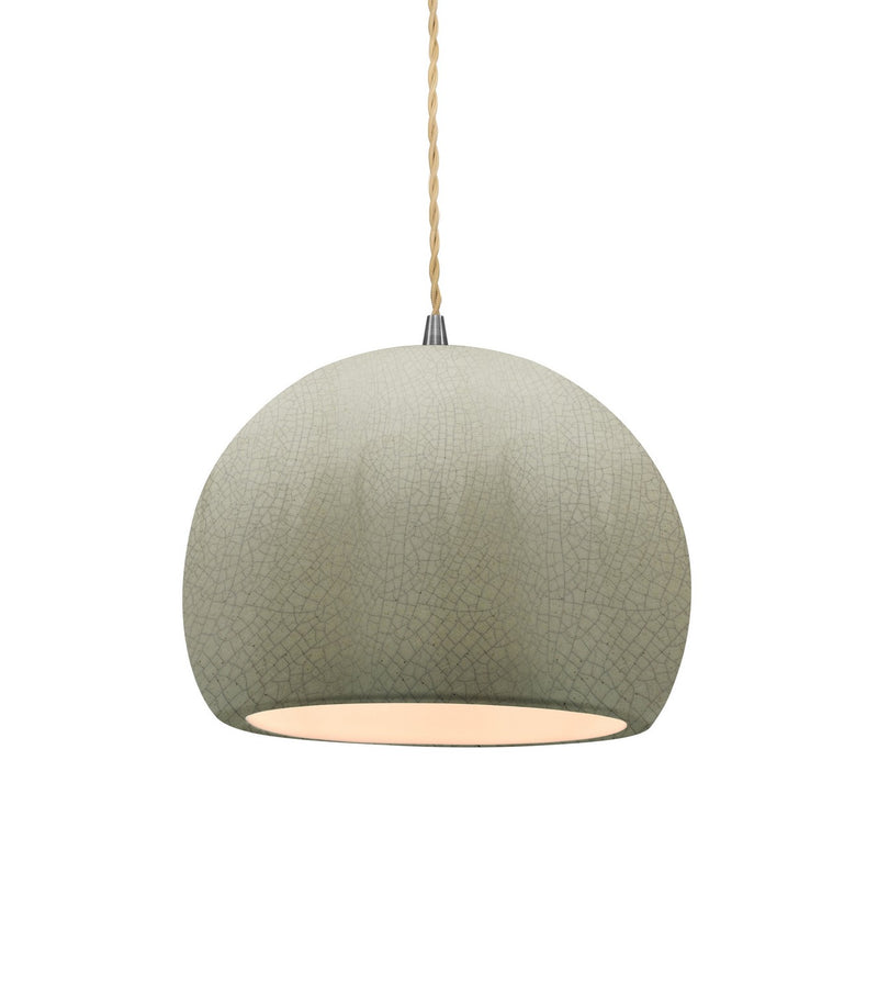 Justice Designs CER-6530-CKC-NCKL-BEIG-TWST One Light Pendant, Celadon Green Crackle