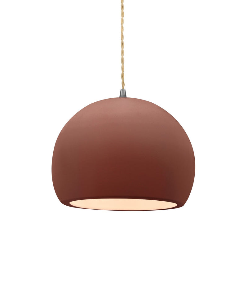 Justice Designs CER-6530-CLAY-NCKL-BEIG-TWST One Light Pendant, Canyon Clay