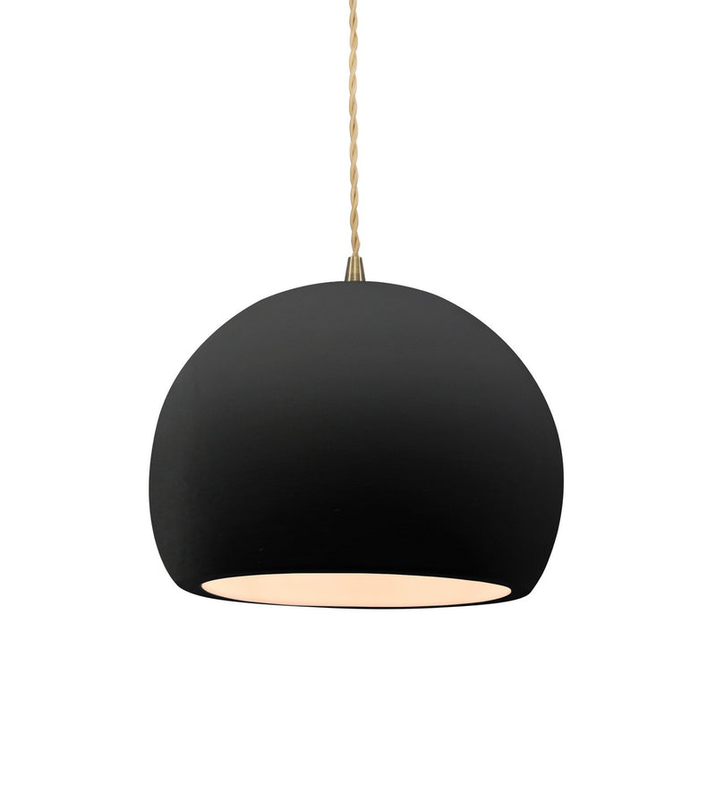 Justice Designs CER-6530-CRB-ABRS-BEIG-TWST One Light Pendant, Carbon - Matte Black