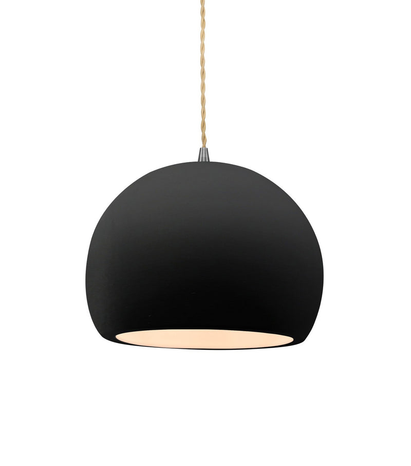 Justice Designs CER-6530-CRB-NCKL-BEIG-TWST One Light Pendant, Carbon - Matte Black
