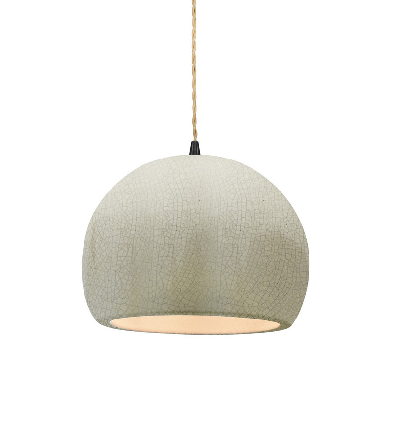 Justice Designs CER-6530-CRK-MBLK-BEIG-TWST One Light Pendant, White Crackle