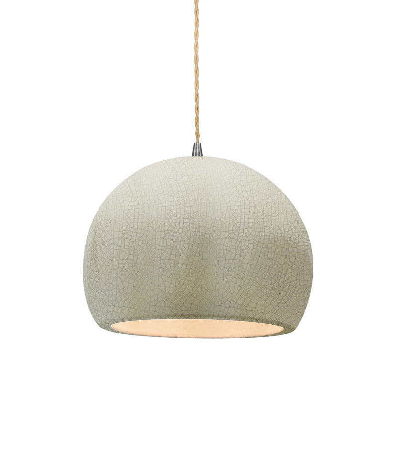 Justice Designs CER-6530-CRK-NCKL-BEIG-TWST One Light Pendant, White Crackle
