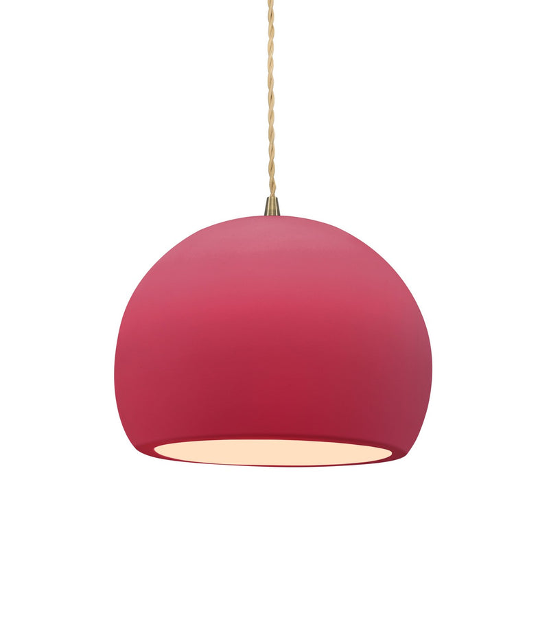 Justice Designs CER-6530-CRSE-ABRS-BEIG-TWST One Light Pendant, Cerise