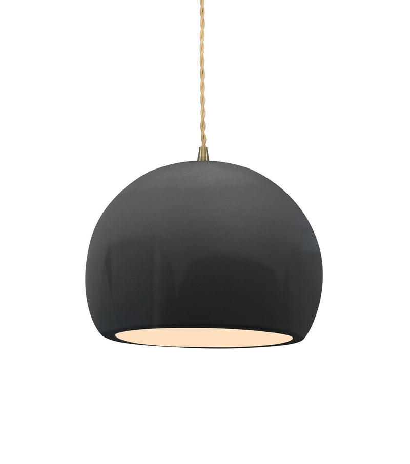 Justice Designs CER-6530-GRY-ABRS-BEIG-TWST One Light Pendant, Gloss Grey