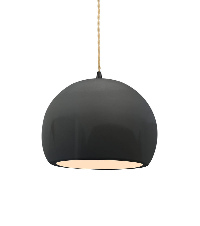Justice Designs CER-6530-GRY-MBLK-BEIG-TWST One Light Pendant, Gloss Grey