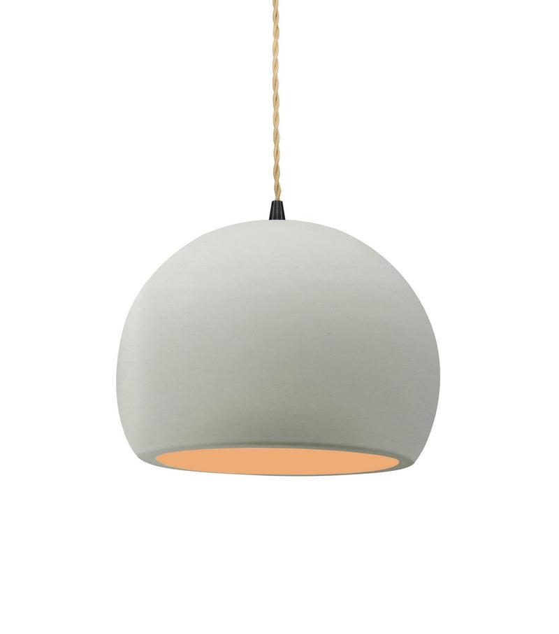 Justice Designs CER-6530-MTGD-MBLK-BEIG-TWST One Light Pendant, Matte White w/ Champagne Gold