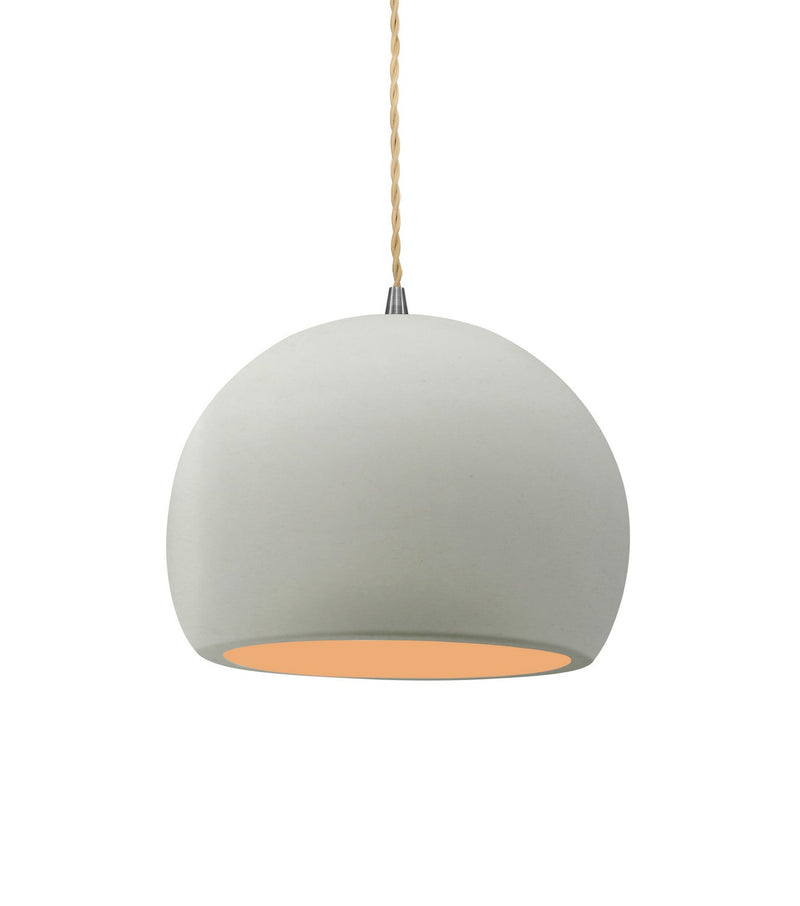 Justice Designs CER-6530-MTGD-NCKL-BEIG-TWST One Light Pendant, Matte White w/ Champagne Gold
