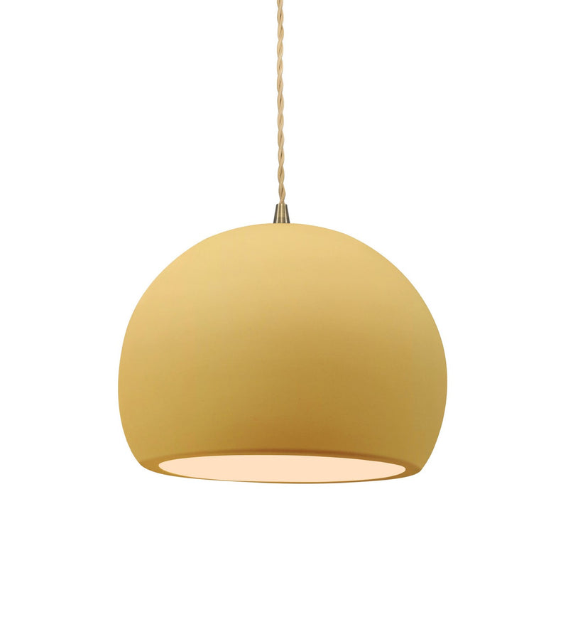 Justice Designs CER-6530-MYLW-ABRS-BEIG-TWST One Light Pendant, Muted Yellow