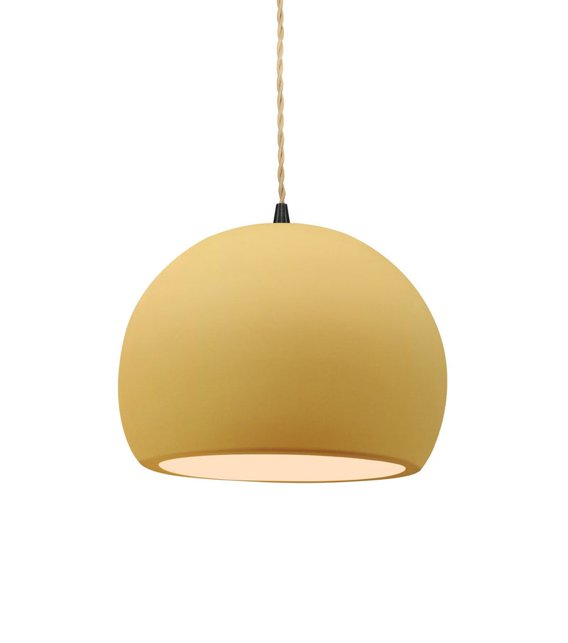 Justice Designs CER-6530-MYLW-MBLK-BEIG-TWST One Light Pendant, Muted Yellow
