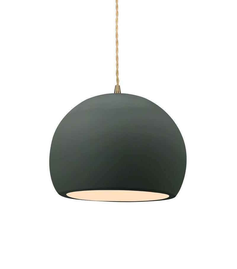 Justice Designs CER-6530-PWGN-ABRS-BEIG-TWST One Light Pendant, Pewter Green
